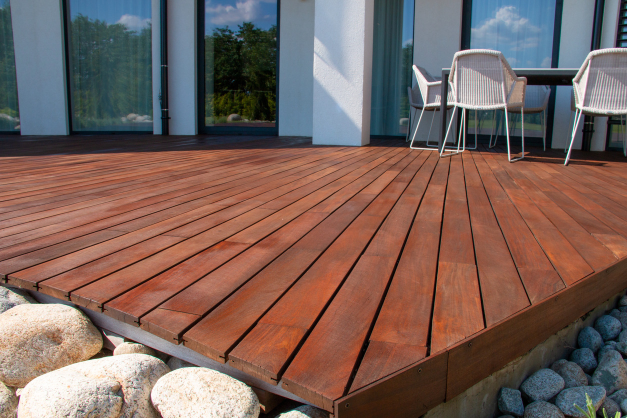 Custom backyard deck installation