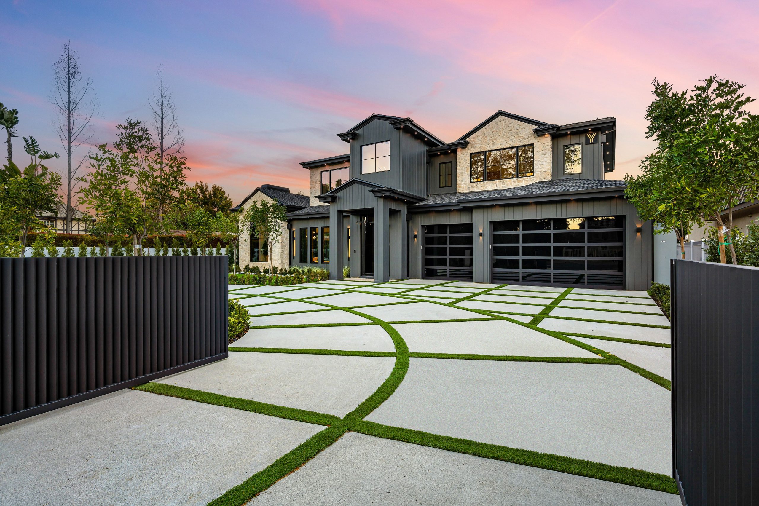 Modern concrete driveway installation