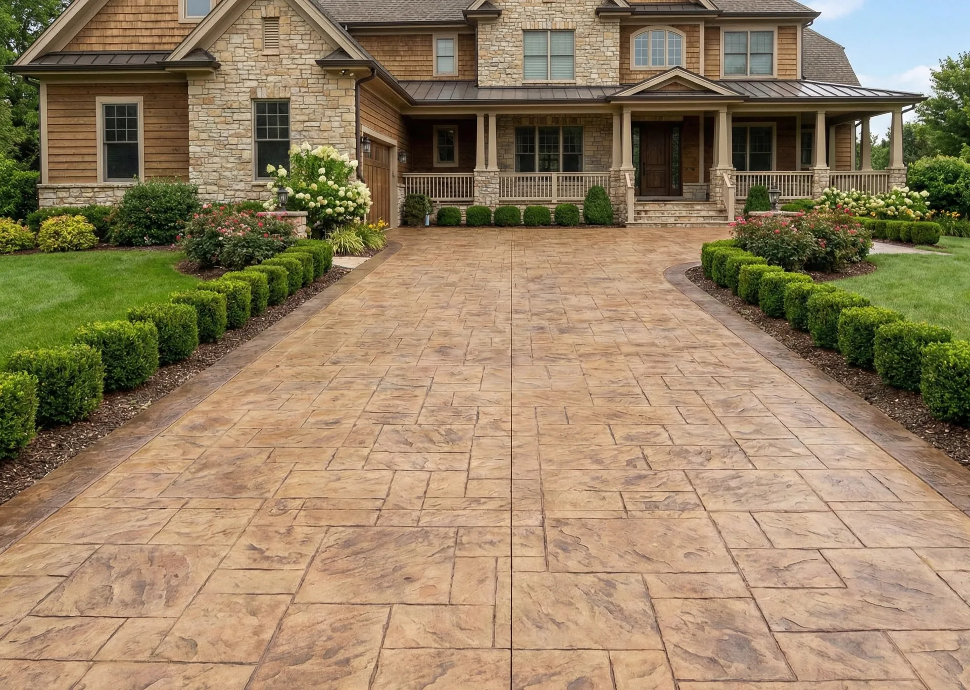 Modern concrete driveway installation
