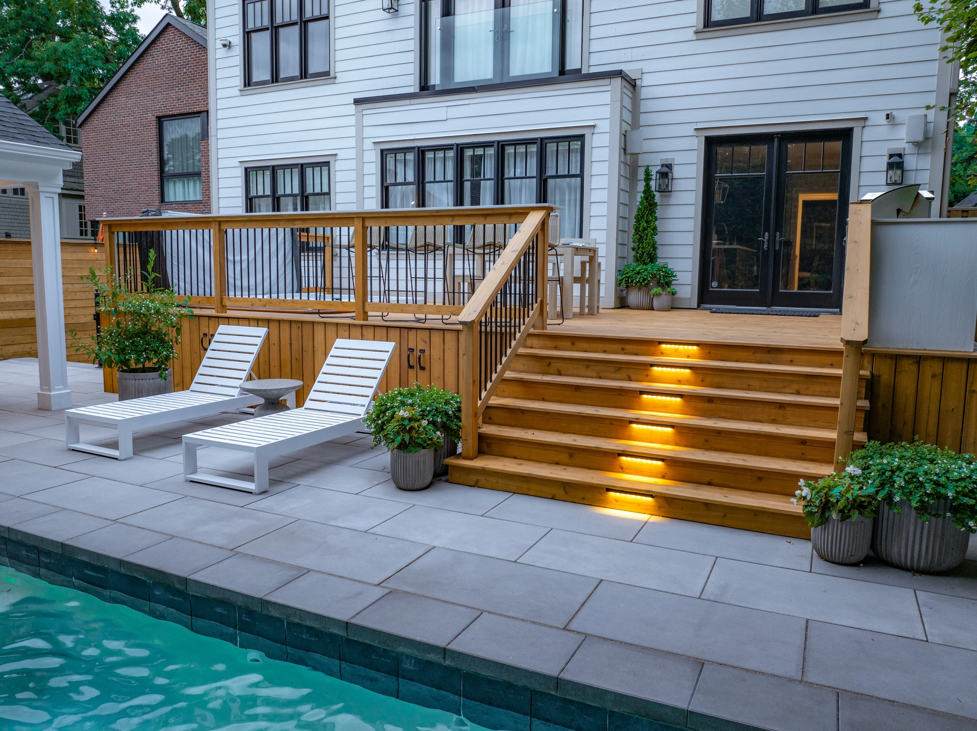 Custom wood deck and railing installation
